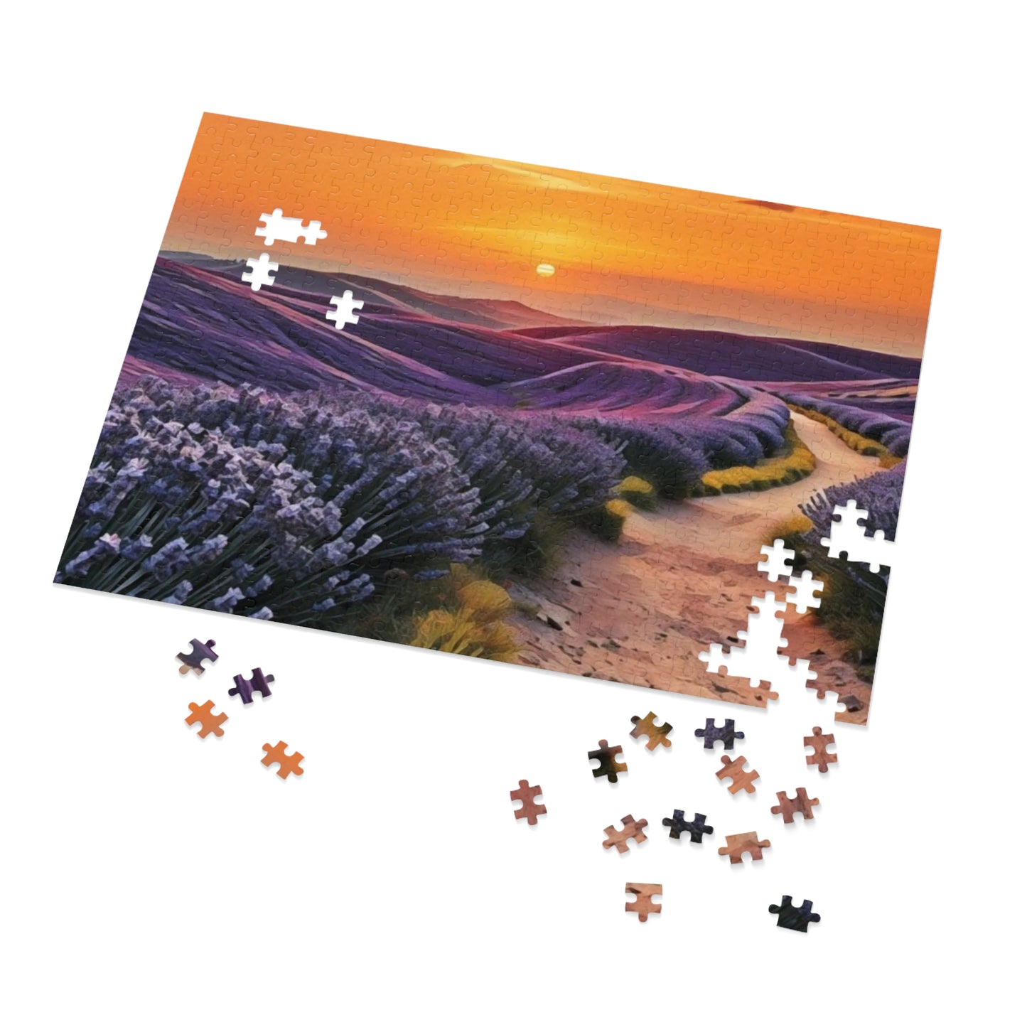 Jigsaw Puzzle - Path through Lilac Field and Sun Art