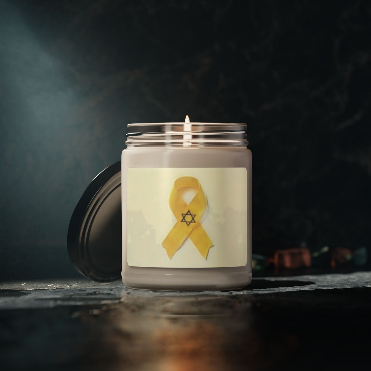 Soy Candle - Unbroken Hope Yellow Ribbon Star of David 9oz
