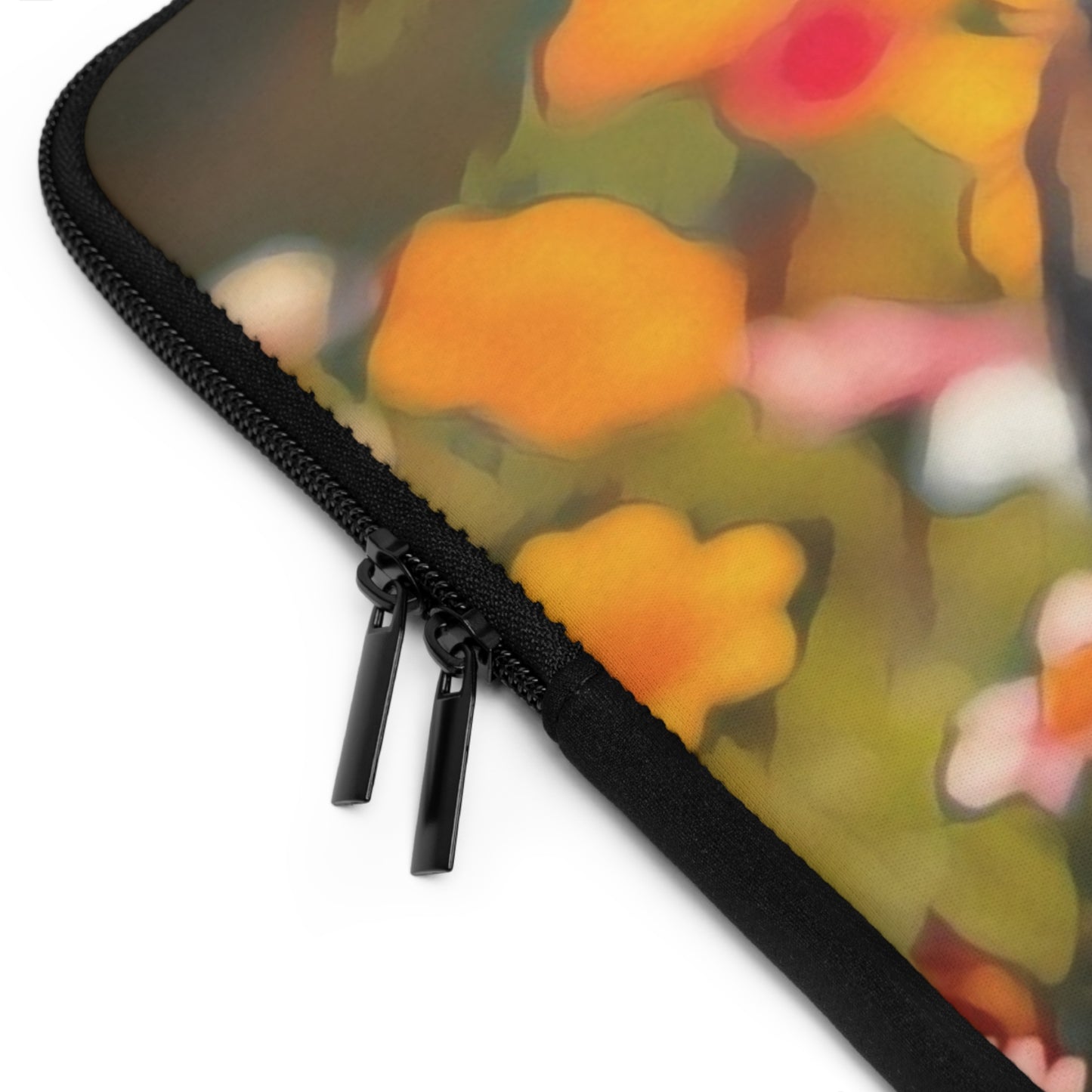 Laptop Sleeve Garden Guardian Curious Kitten Among Blossoms Chaia Malana Digital Art