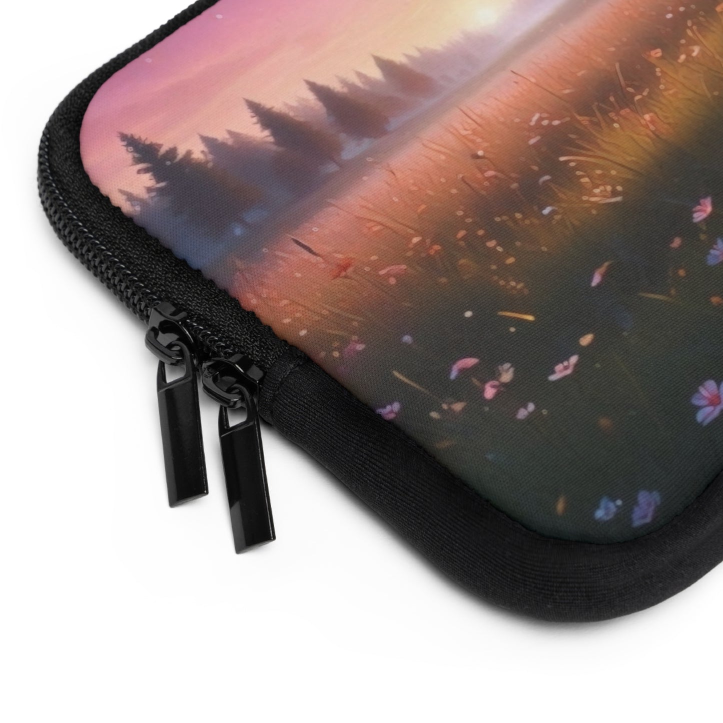 Laptop Sleeve Whisper of the Dawn Serene Meadow Sunrise Nature Scene