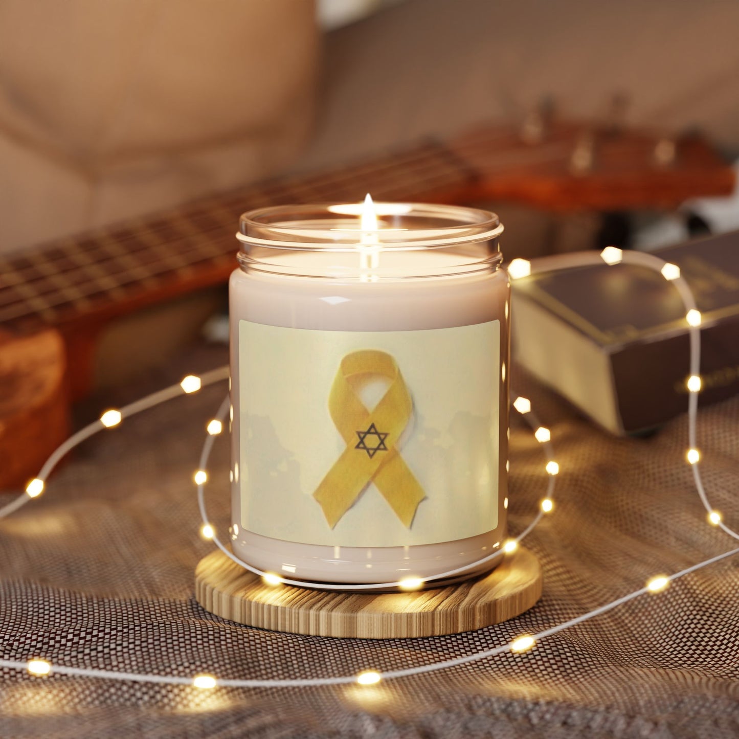 Soy Candle - Unbroken Hope Yellow Ribbon Star of David 9oz