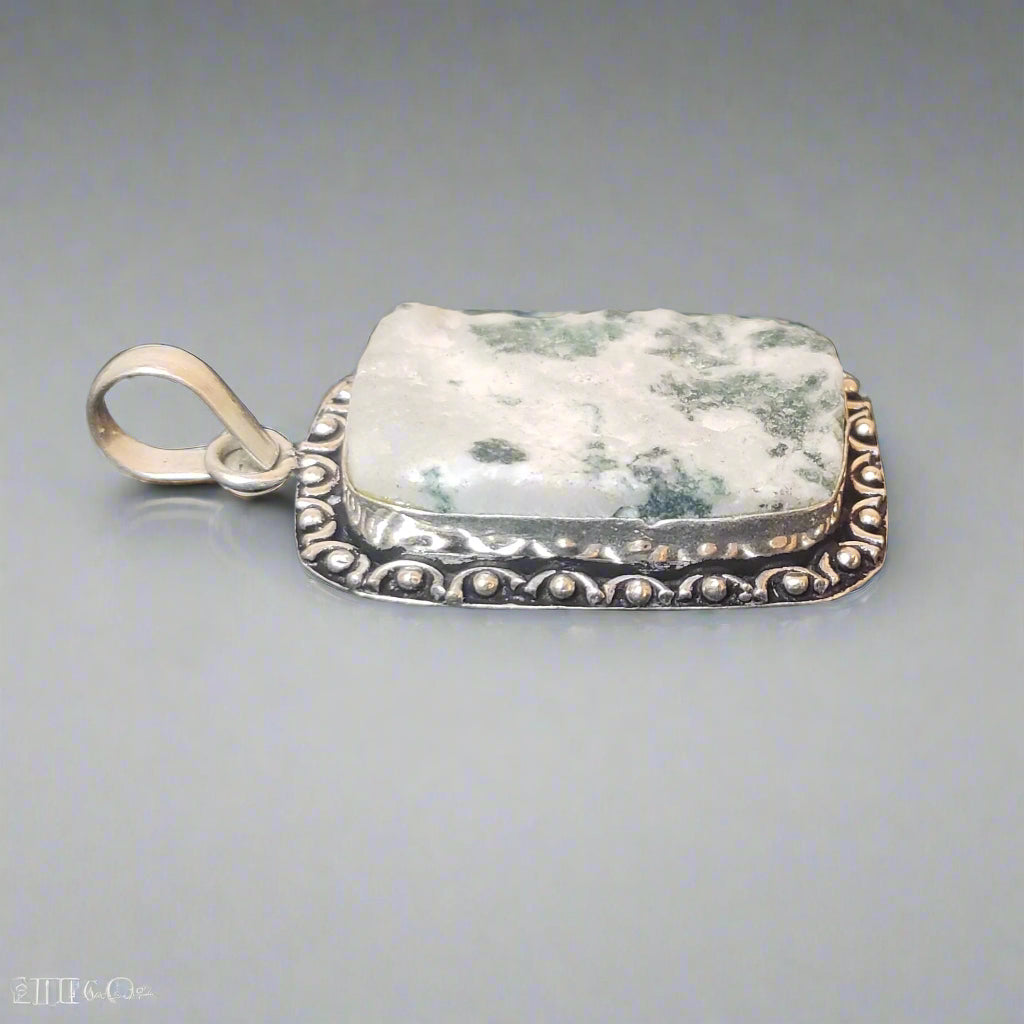 Druzy Tree Agate Sterling Silver Pendant