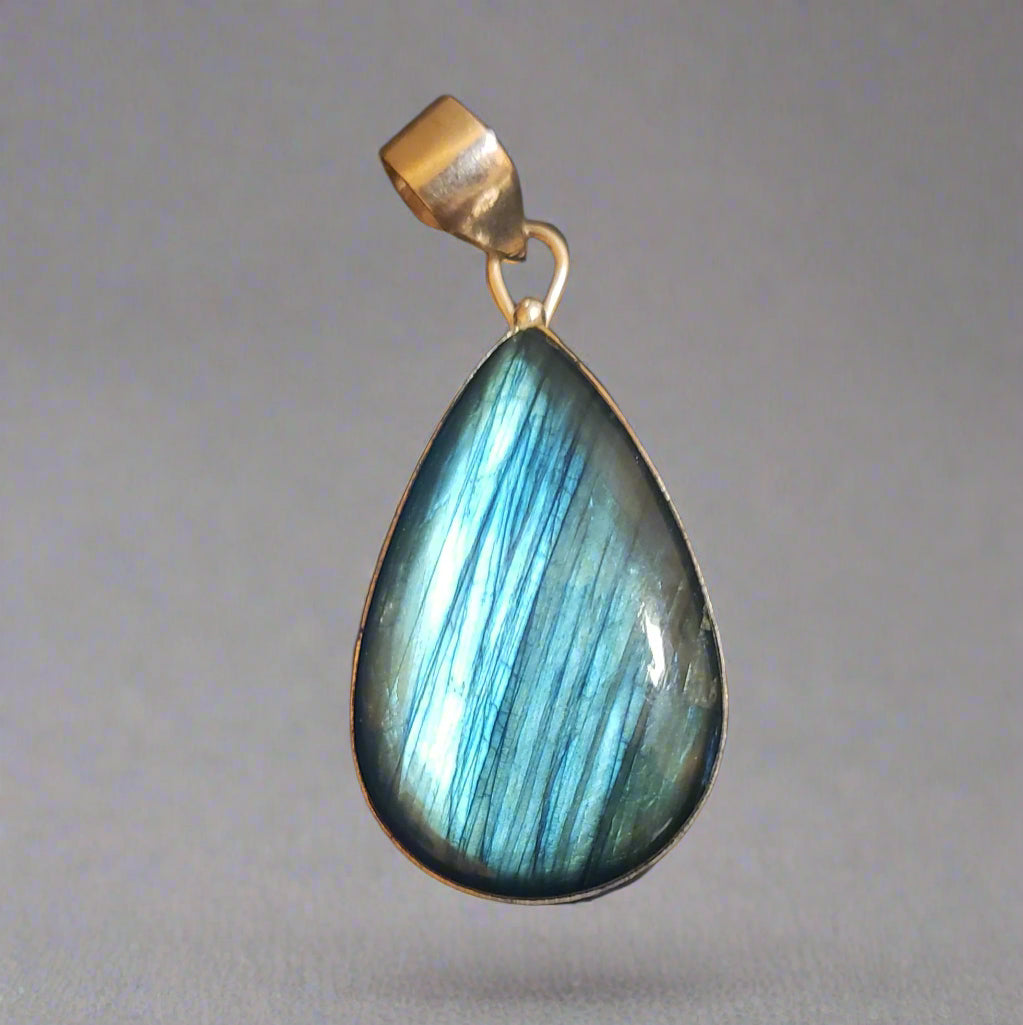 Labradorite Teardrop Sterling Silver Pendant