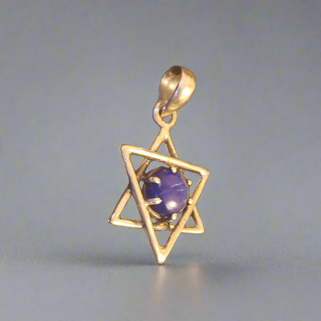 Lapis Lazuli in Sterling Silver Star of David Pendant