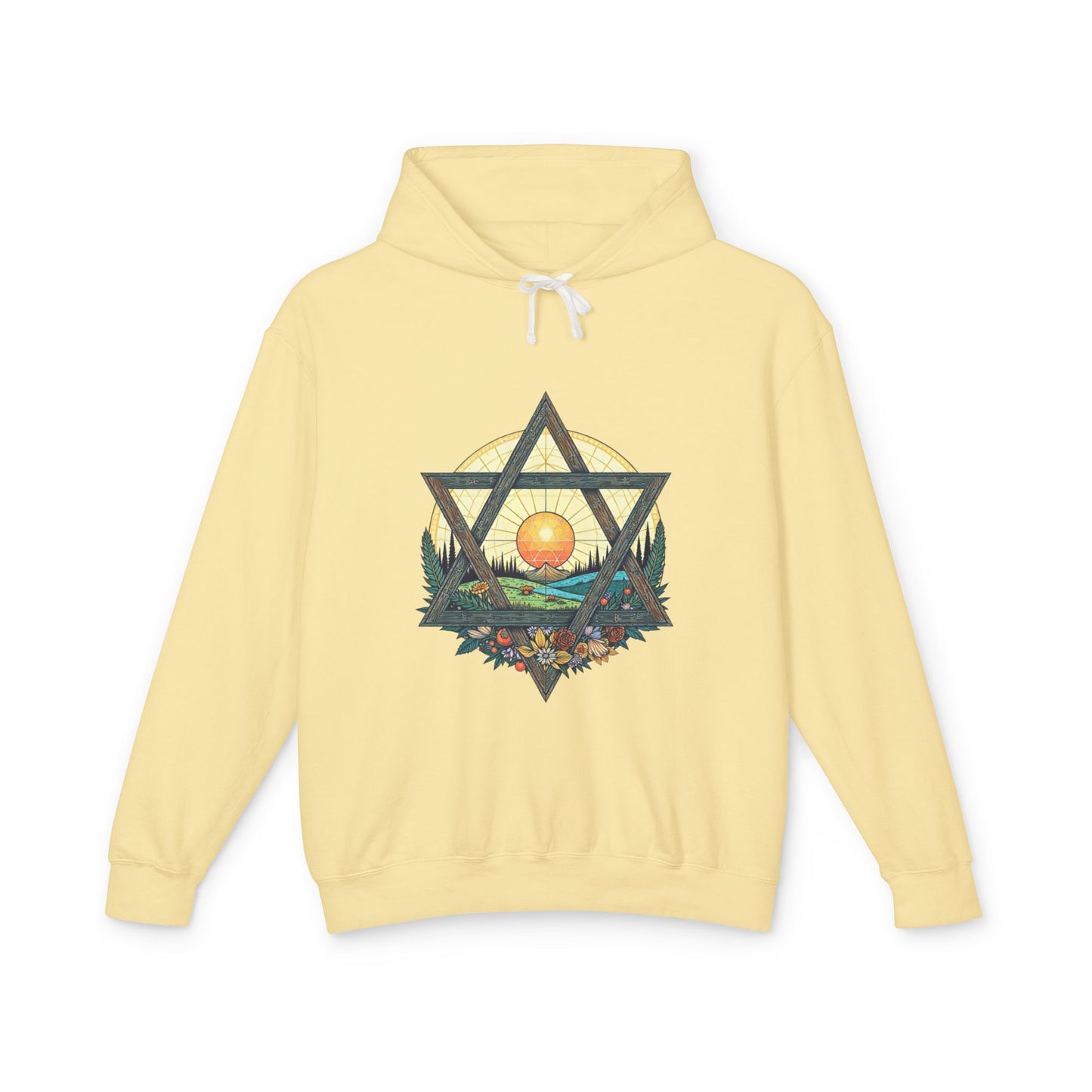 Jewish Floral Star of David Magen David Floral Landscape Hoodie Sweatshirt