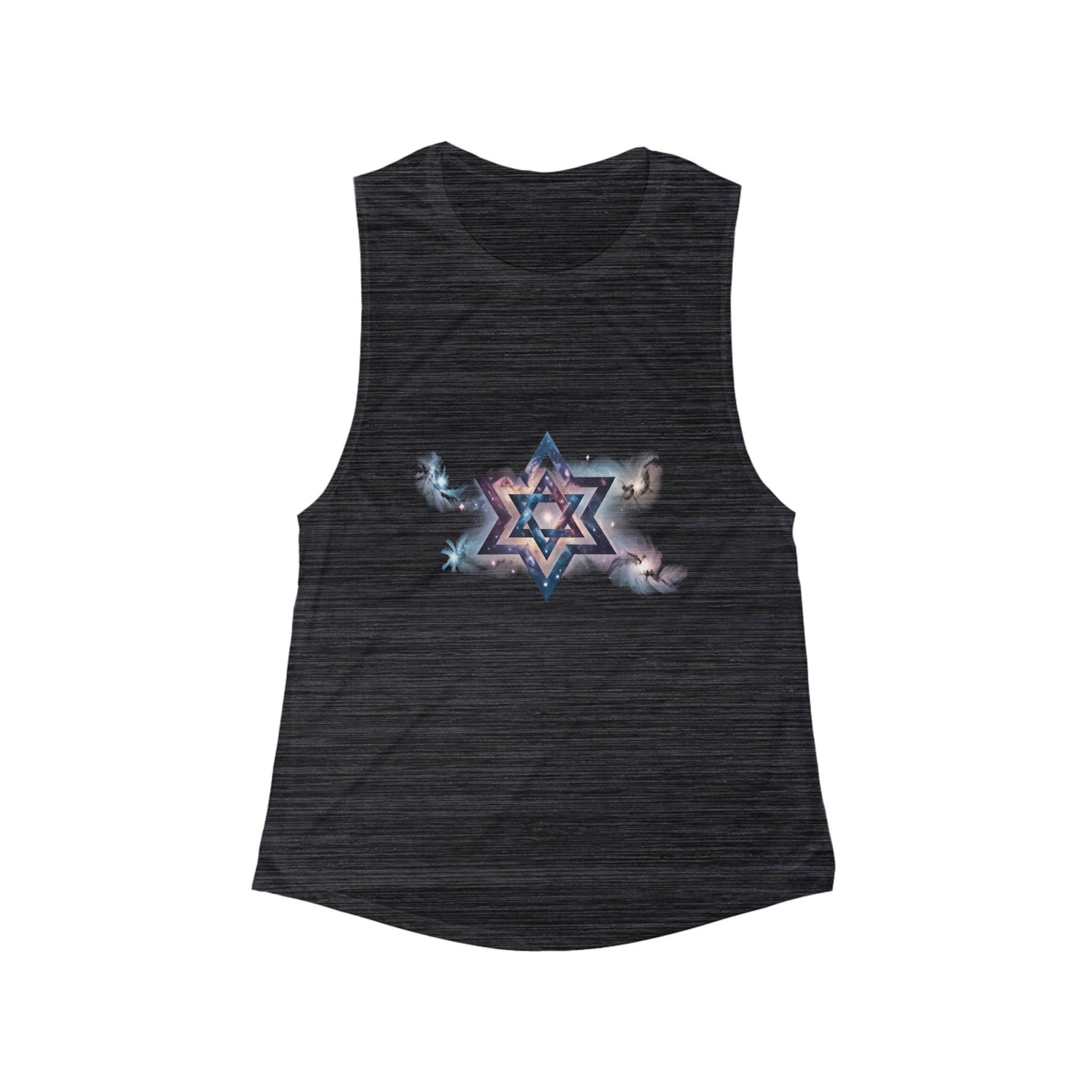 Women's Flowy Scoop Muscle Tank - Star of David "Cosmic Star of Unity" Art Print