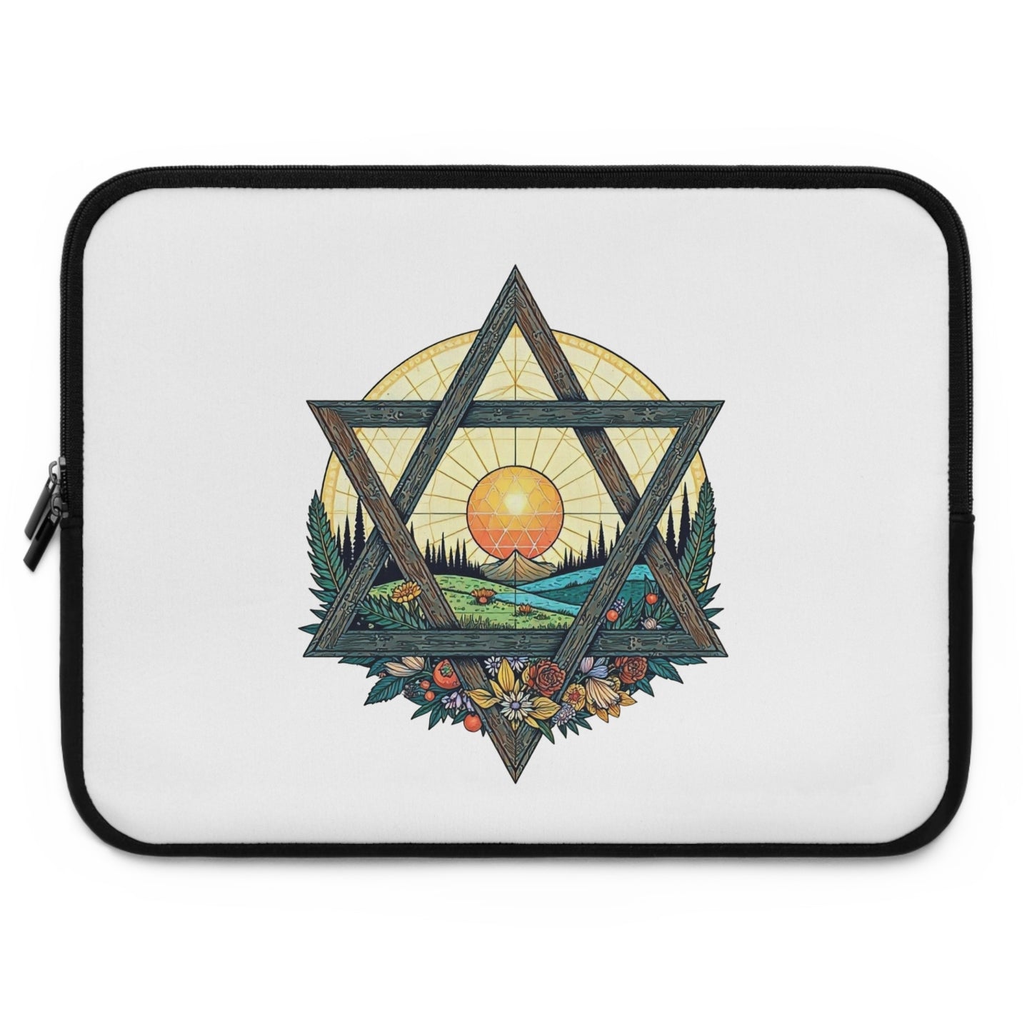 Laptop Sleeve with Weathered Wood Star of David Design