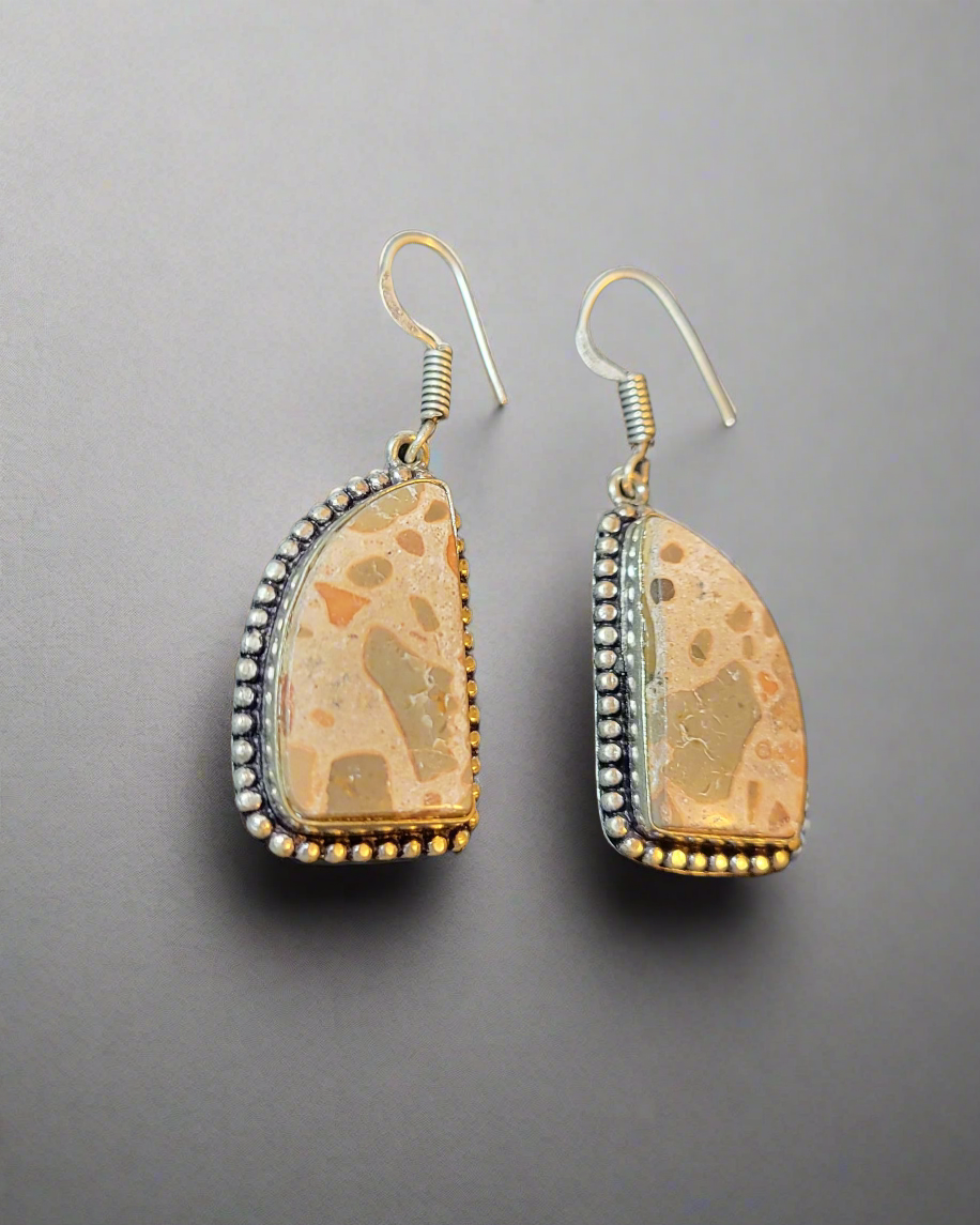 Leopard Jasper Stones in Sterling Silver Earrings