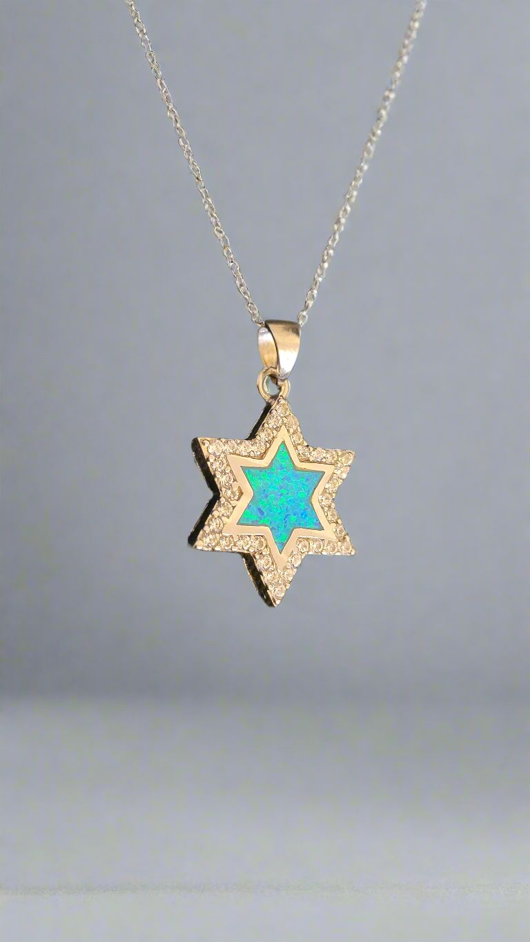 Sterling Silver Star of David with Abalone Shell
