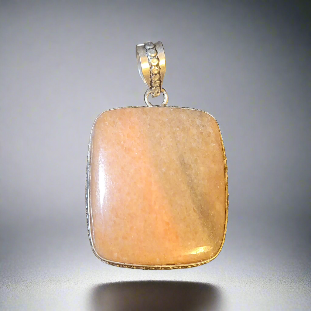 Sunstone Square in Sterling Silver Pendant
