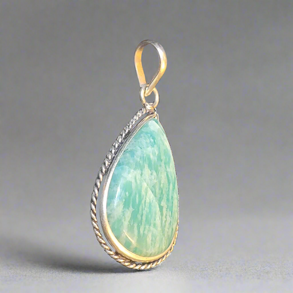 Amazonite Oval in Sterling Silver Pendant