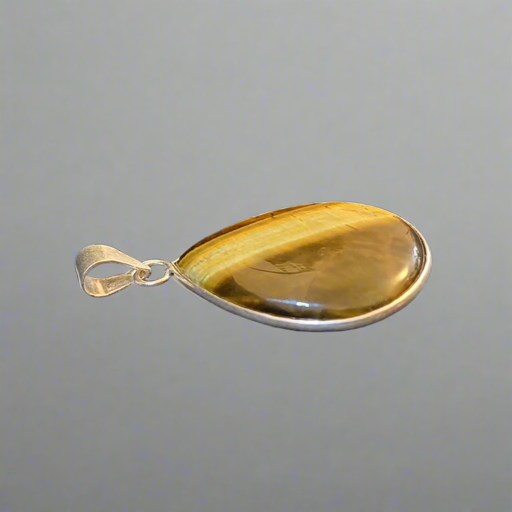 Tiger's Eye Teardrop in Sterling Silver Pendant