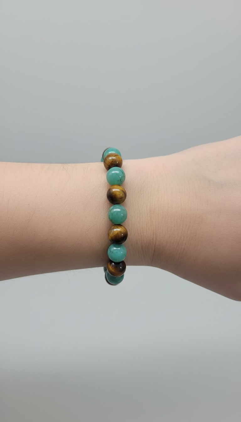 Green Aventurine & Tiger's Eye Beaded Bracelet