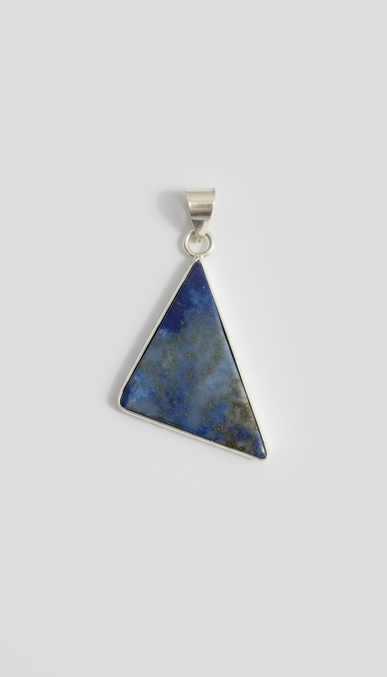 Lapis Lazuli Triangle Pendant in Sterling Silver