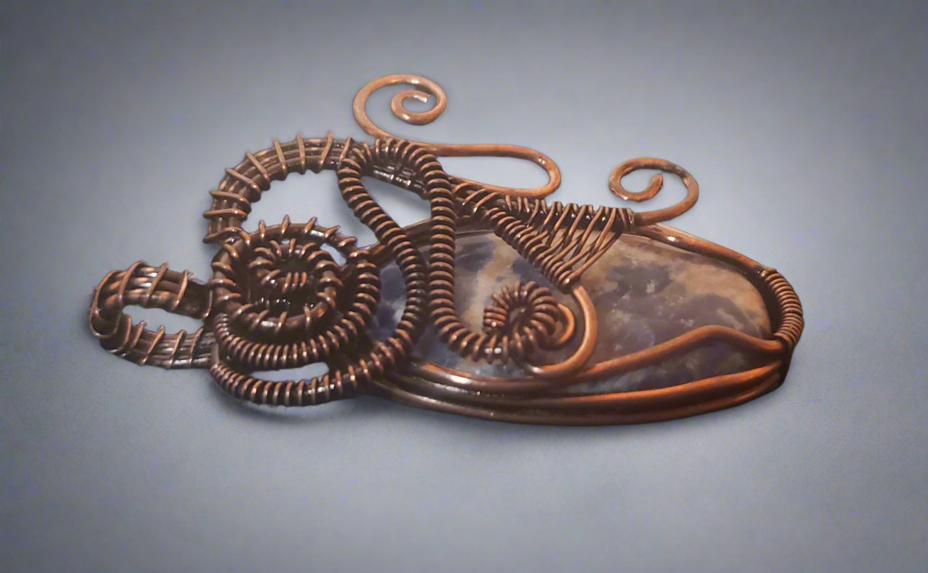 Copper Wire Wrapped Sodalite Pendant