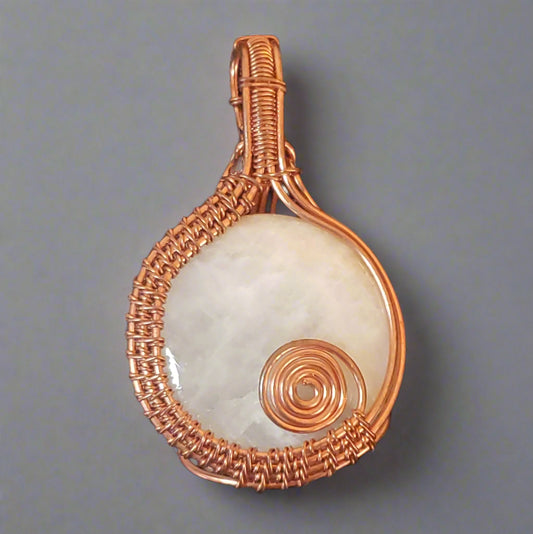Moonstone Copper Wire Wrapped Pendant