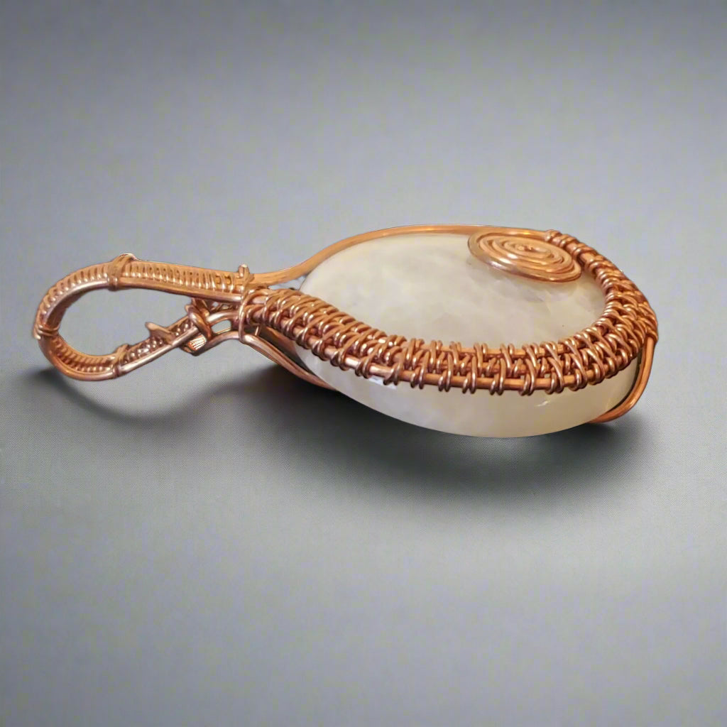 Moonstone Copper Wire Wrapped Pendant