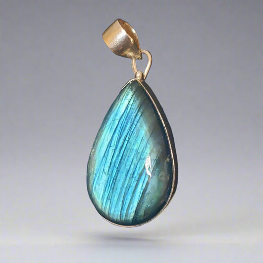 Labradorite Teardrop Sterling Silver Pendant