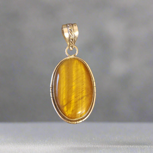 Oval Tiger's Eye Pendant in Sterling Silver