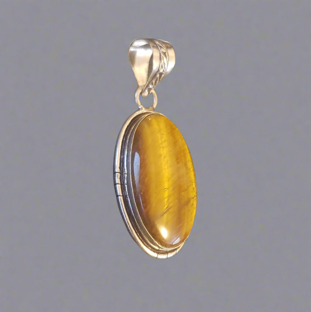 Oval Tiger's Eye Pendant in Sterling Silver