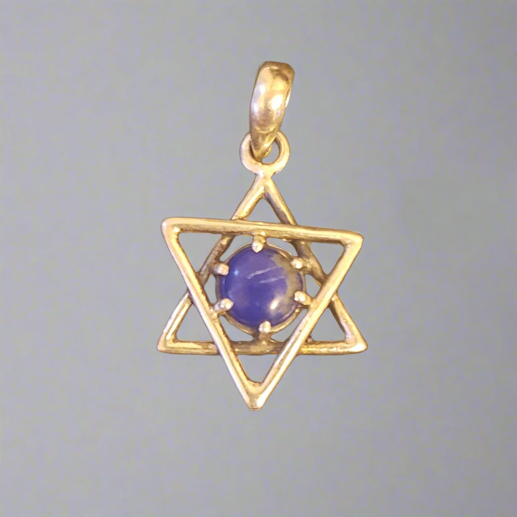 Lapis Lazuli in Sterling Silver Star of David Pendant