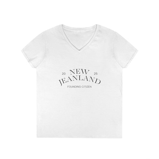 V-Neck T-Shirt 'NEW JEANLAND' Design