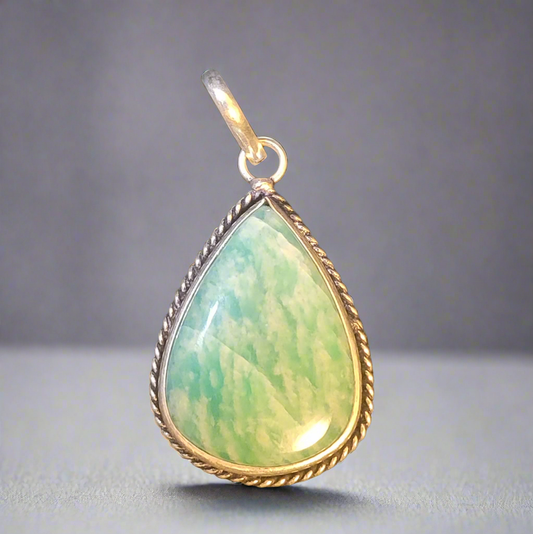 Amazonite Oval in Sterling Silver Pendant
