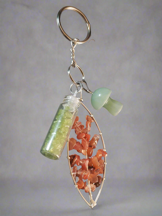 Green Aventurine & Red Aventurine Natural Stone Keychain