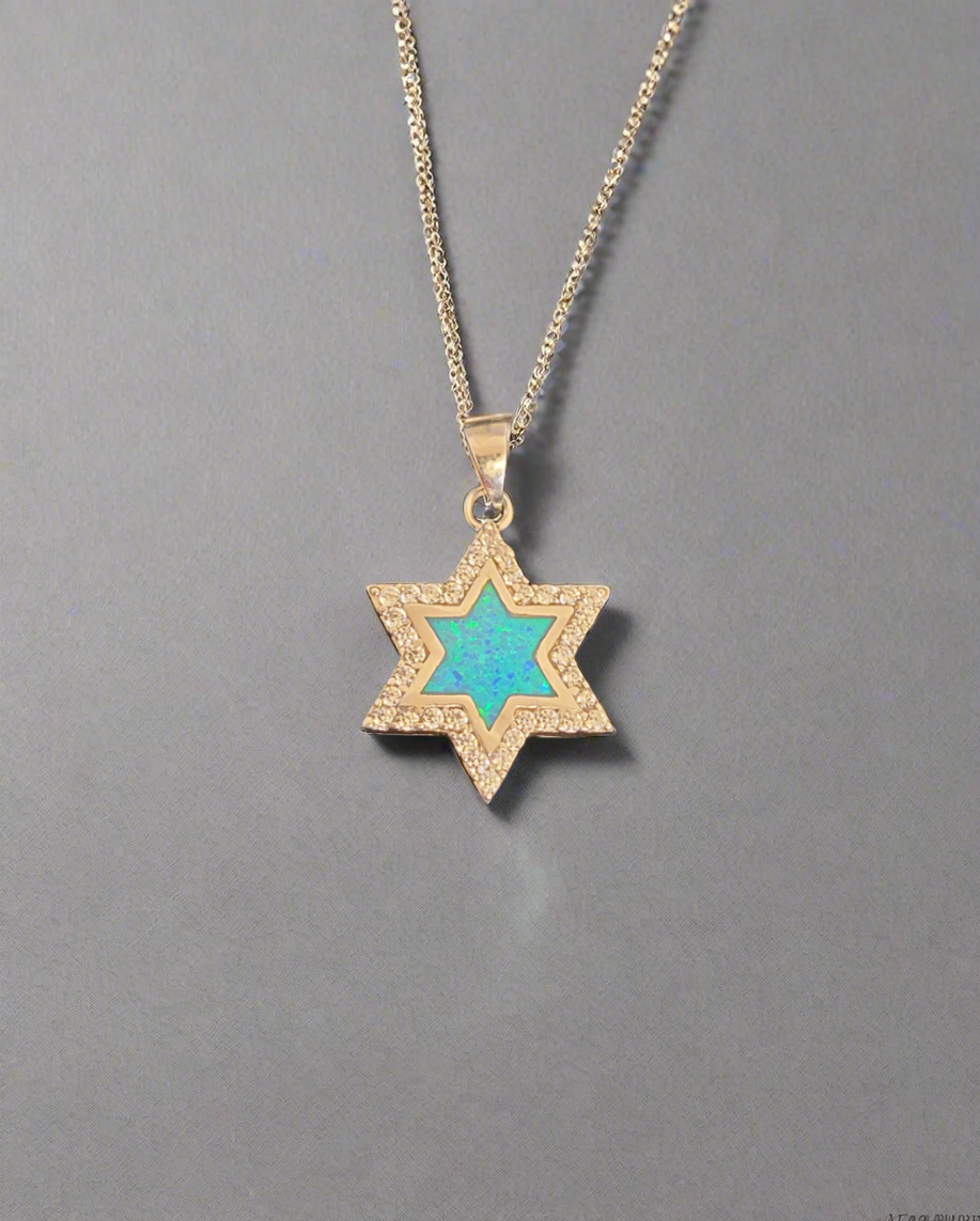 Sterling Silver Star of David with Abalone Shell