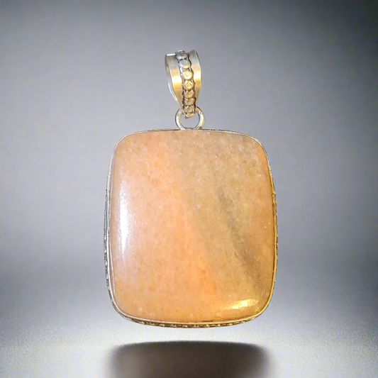 Sunstone Square in Sterling Silver Pendant