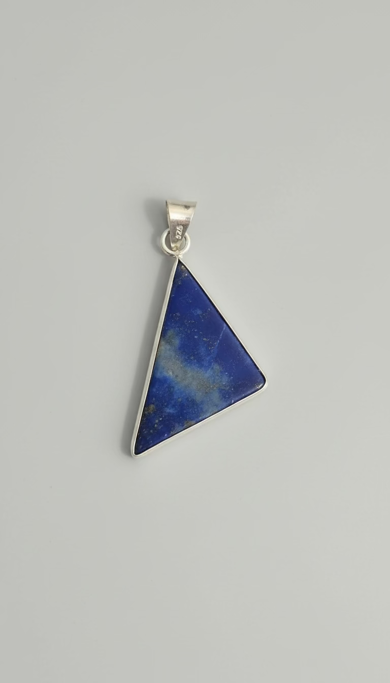 Lapis Lazuli Triangle Pendant in Sterling Silver