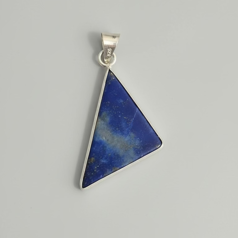 Lapis Lazuli Triangle Pendant in Sterling Silver