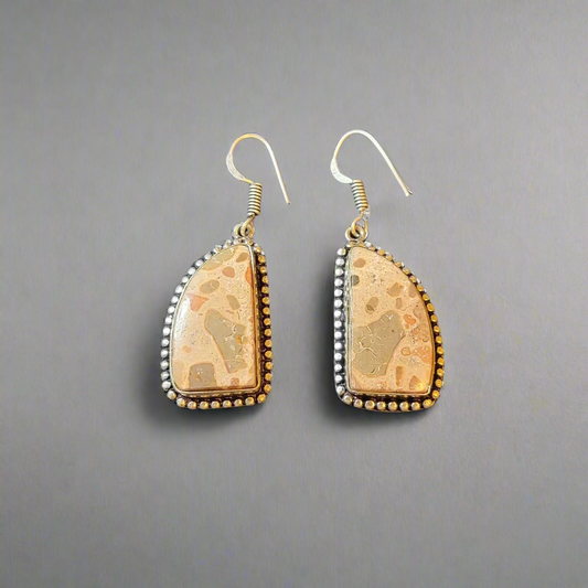 Leopard Jasper Stones in Sterling Silver Earrings