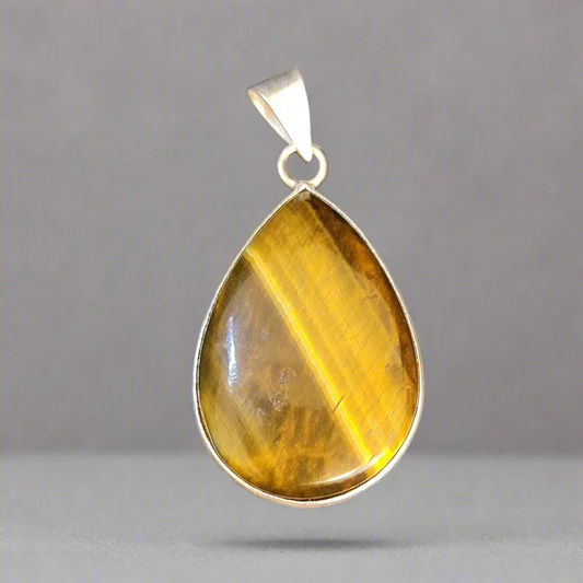 Tiger's Eye Teardrop in Sterling Silver Pendant