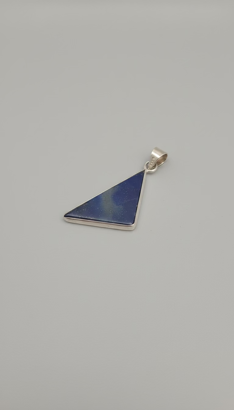 Lapis Lazuli Triangle Pendant in Sterling Silver