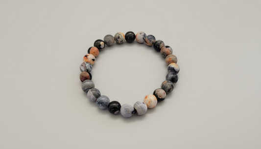 Grey & Orange Beaded Bracelet