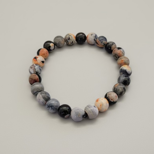 Grey & Orange Beaded Bracelet