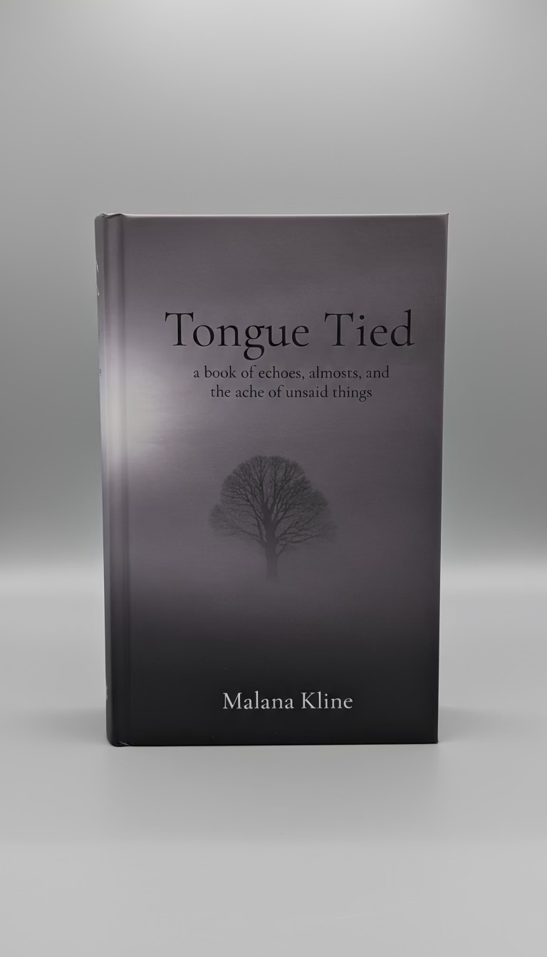 Book titled 'Tongue Tied' by Malana Kline on a wooden surface.