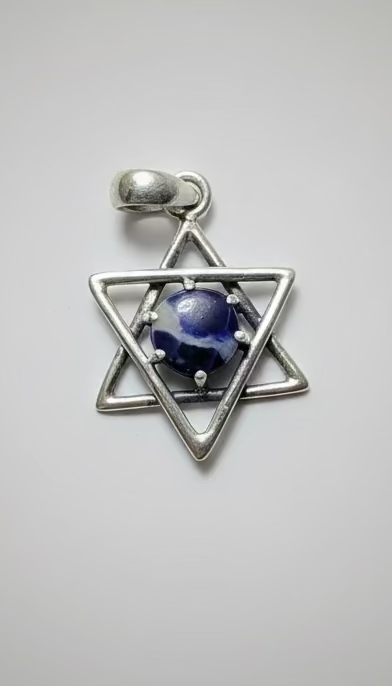 Sterling Silver Sodalite Star of David Pendant