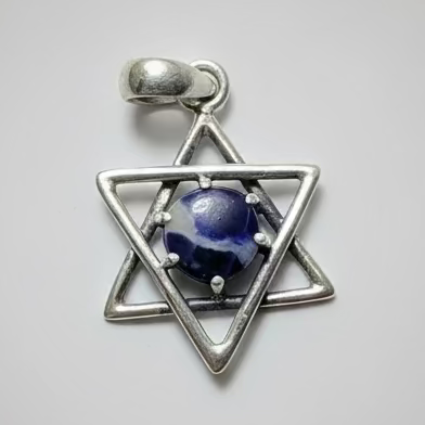 Sterling Silver Sodalite Star of David Pendant