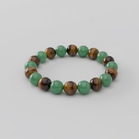 Green Aventurine & Tiger's Eye Beaded Bracelet